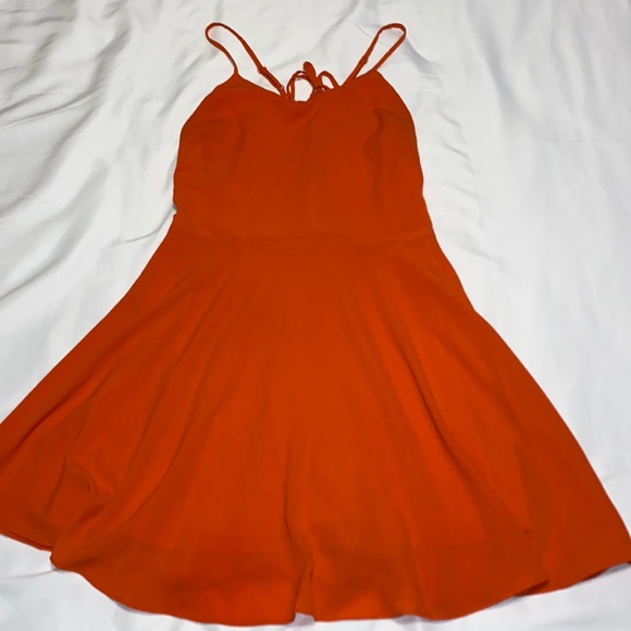 Coral/orange mini dress. Size medium-large. - Picture 1 of 12